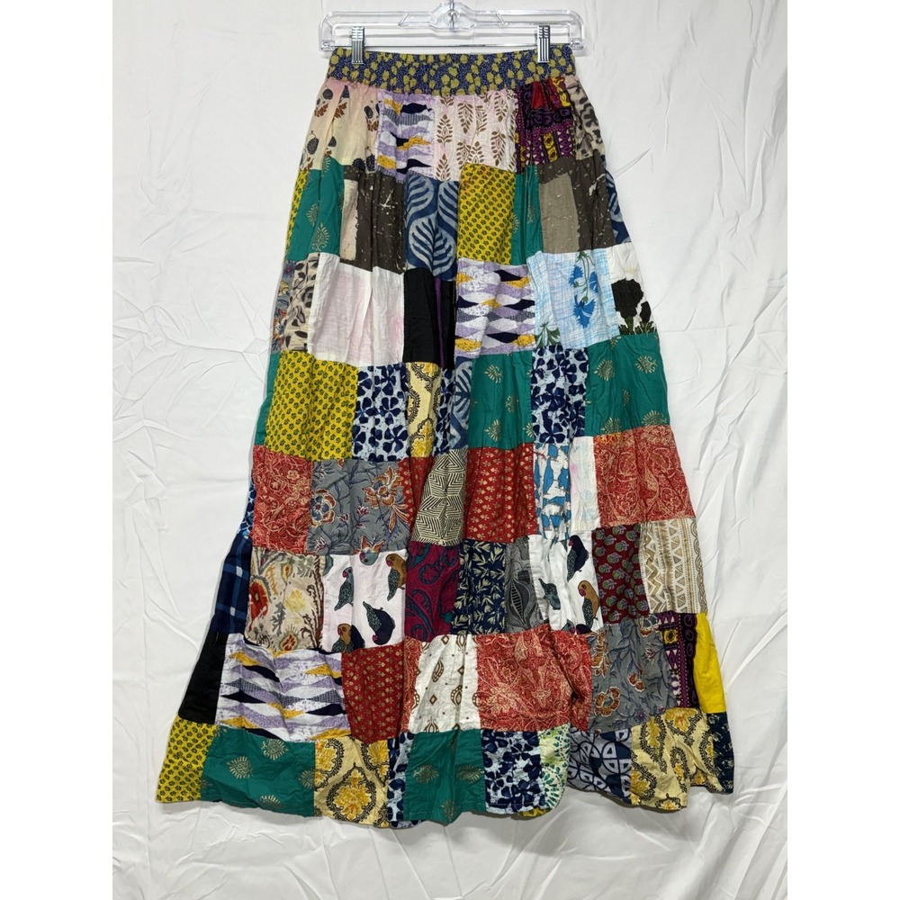 Vintage Patchwork Handmade‎ Skirt Women's Size Small/Medium Drawstring Abstract - Picture 7 of 8